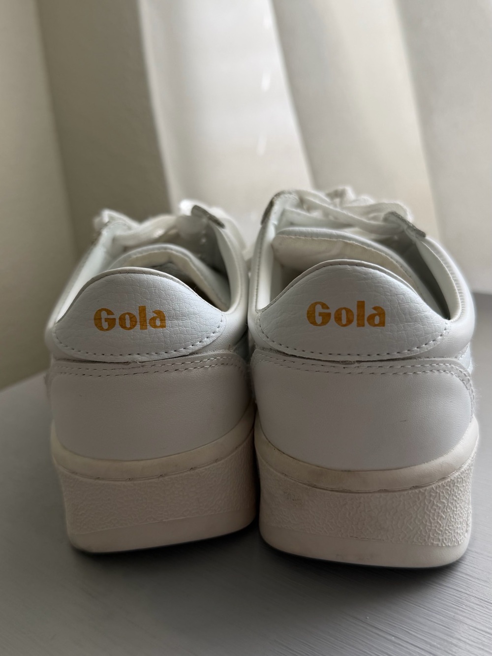 Gola White Leather Sneakers with Gold Logo - Picture 2 of 6